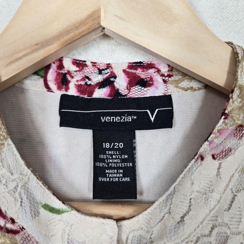 Venezia Lace Top 18/20 Ivory Multi Button Front Flutter Sleeve Fairy Boho - Picture 11 of 16